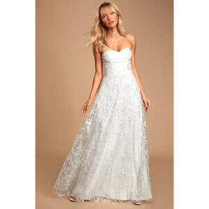 Lulus Ivory Strapless Maxi Dress Sz. S Wedding Garden Party Bridal Shower